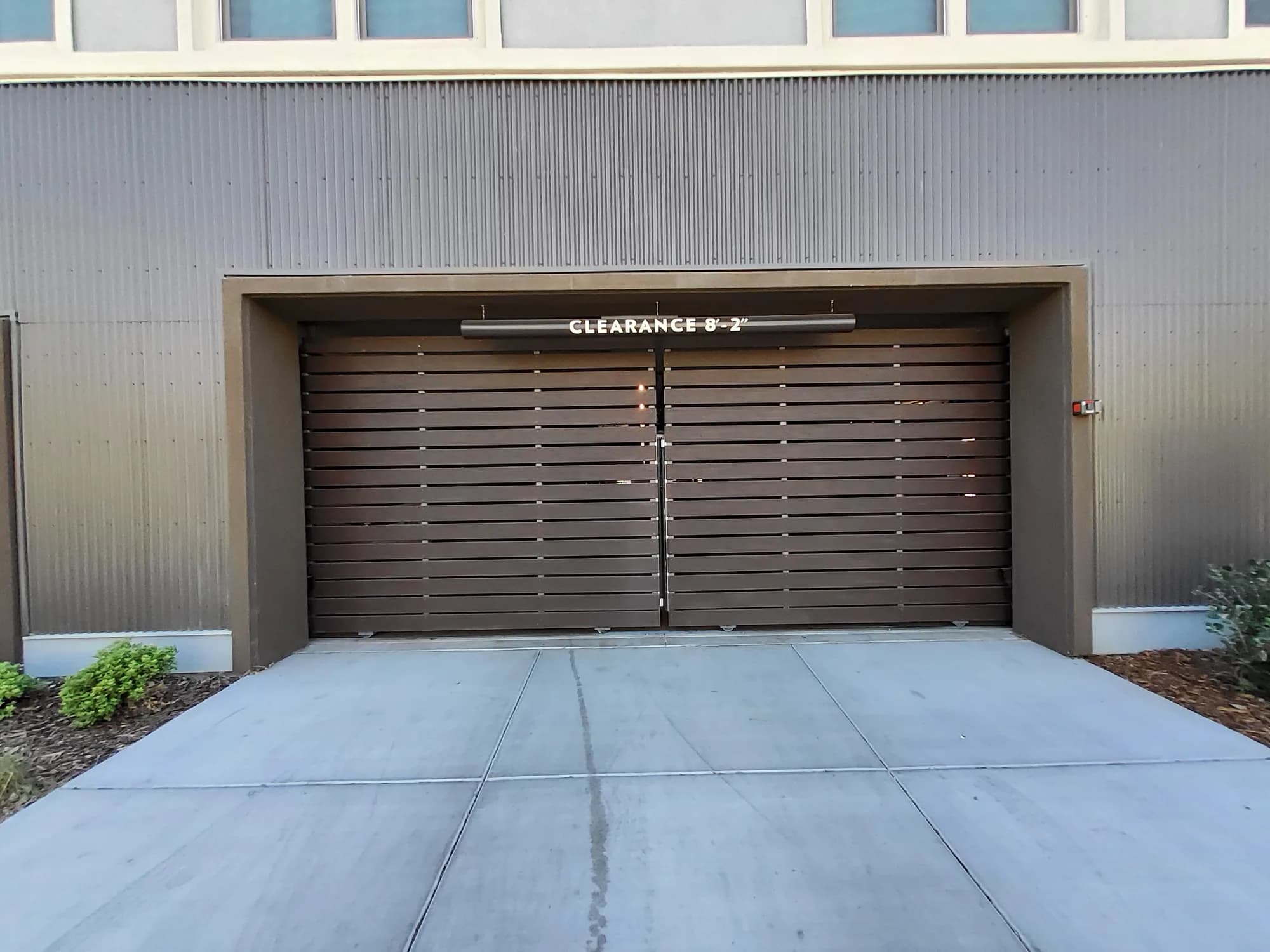 Brown horizontal slat garage door