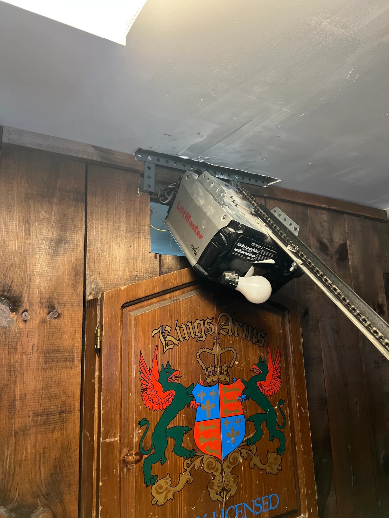Wall-mounted LiftMaster garage door opener after installation