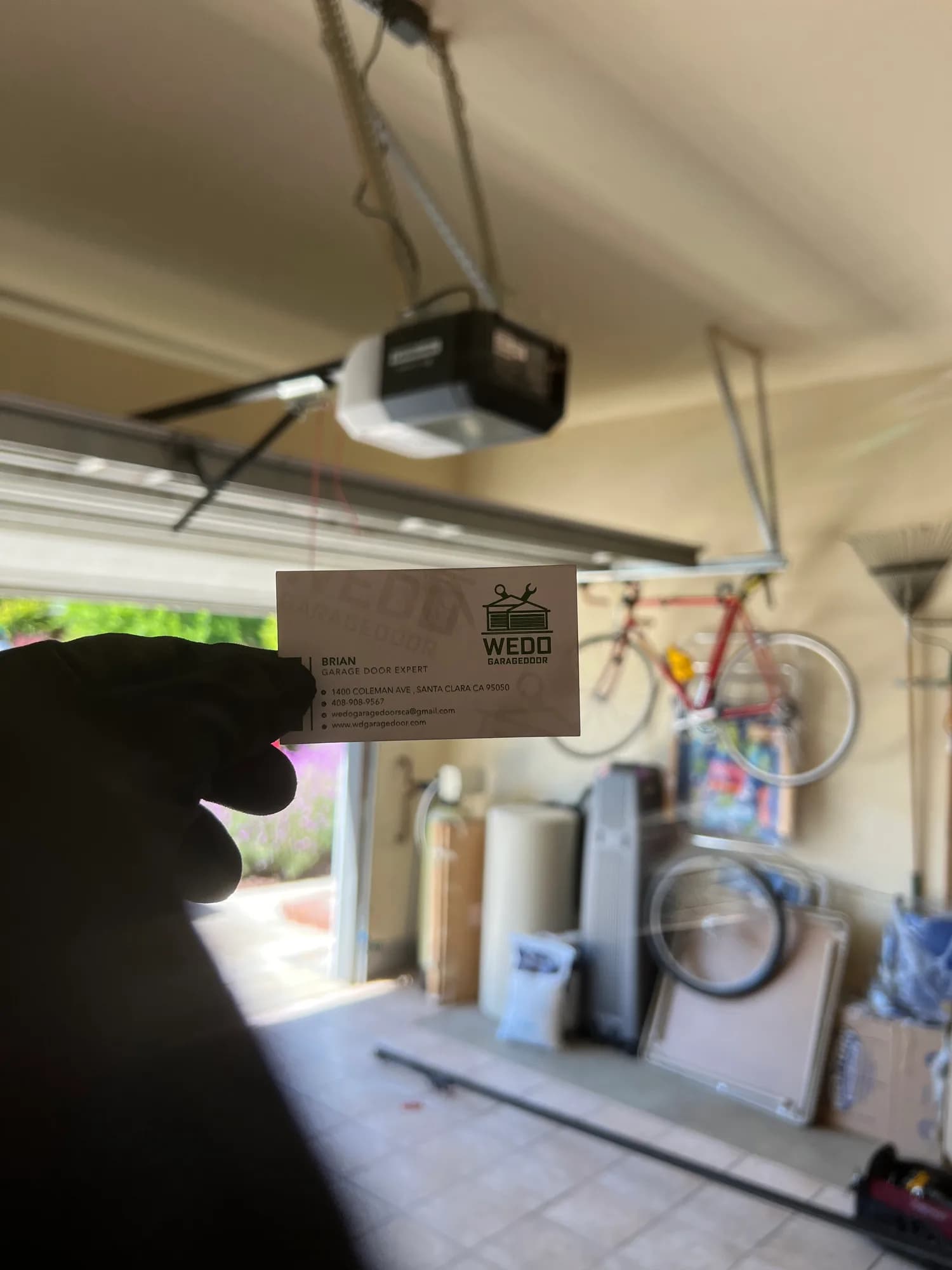 WeDo installed ceiling-mounted garage door opener